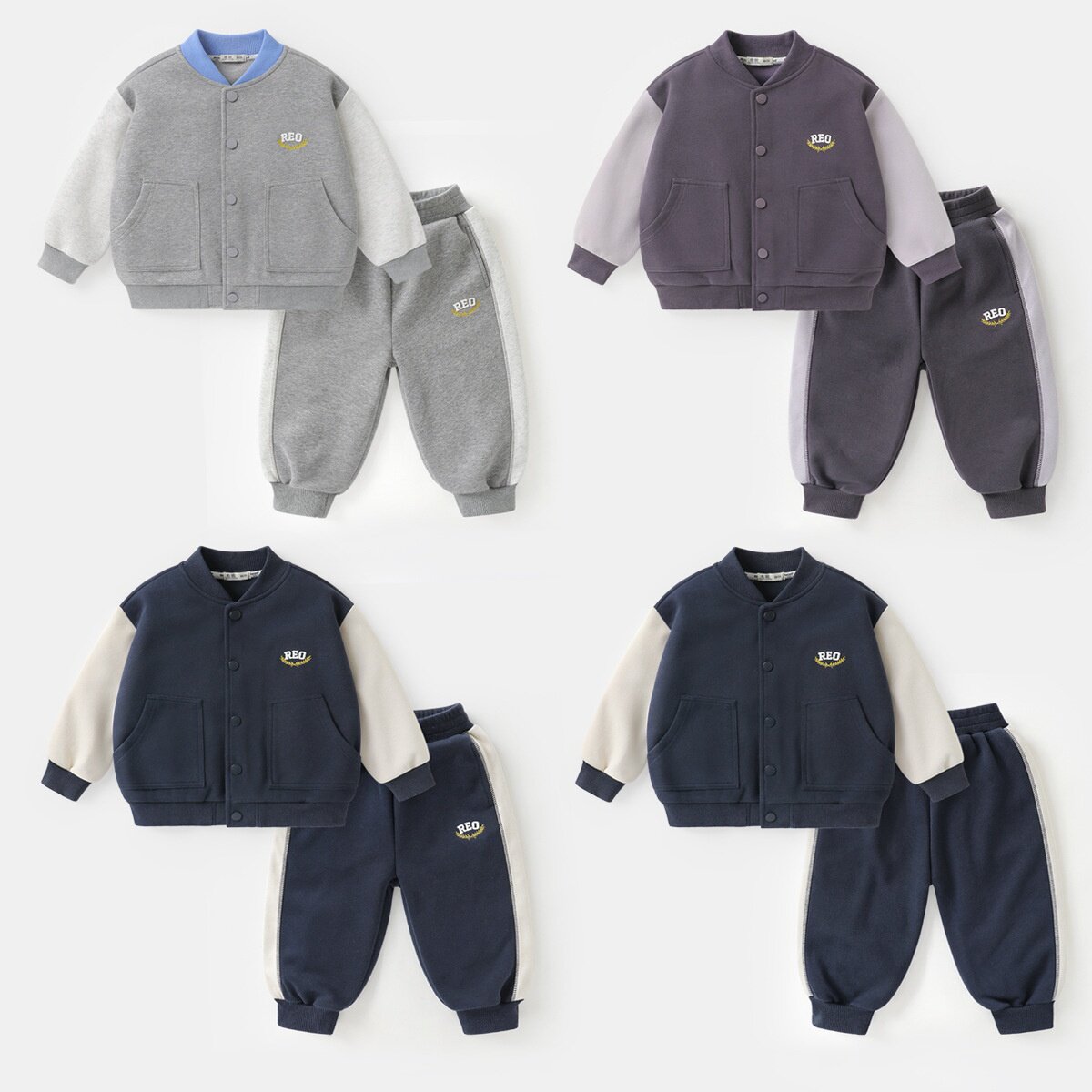 2026新款右欧男童春装运动套装小童棒球服外套长裤子儿童装宝