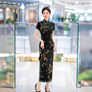 2026新款 老上海旗袍复古民国黑色改良气质高端女妈妈夏季