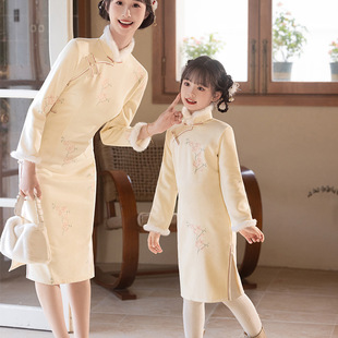 2026新款中国风亲子装母女冬款冬季长袖儿童旗袍女童新中式小