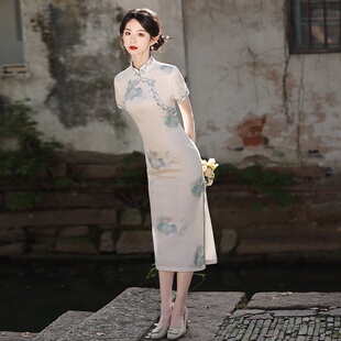 感韩国麻压皱日常旗袍 旗袍连衣裙夏季 2026新款 新中式