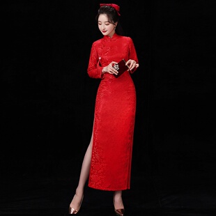 2026新款 回娘服外嫁女新娘婚宴结婚 改良旗袍回门服红色年轻款