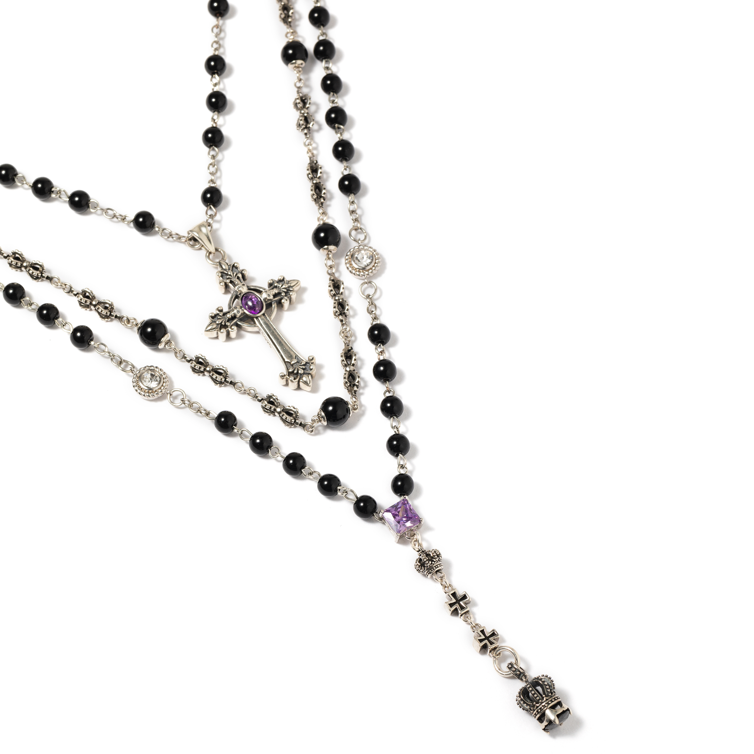 VOWOW紫魅S925纯银三层叠链项链