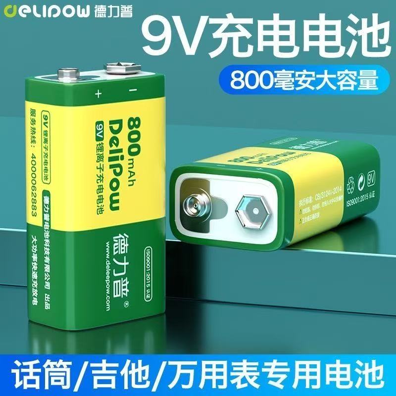 德力普9V锂电池可充电大容量