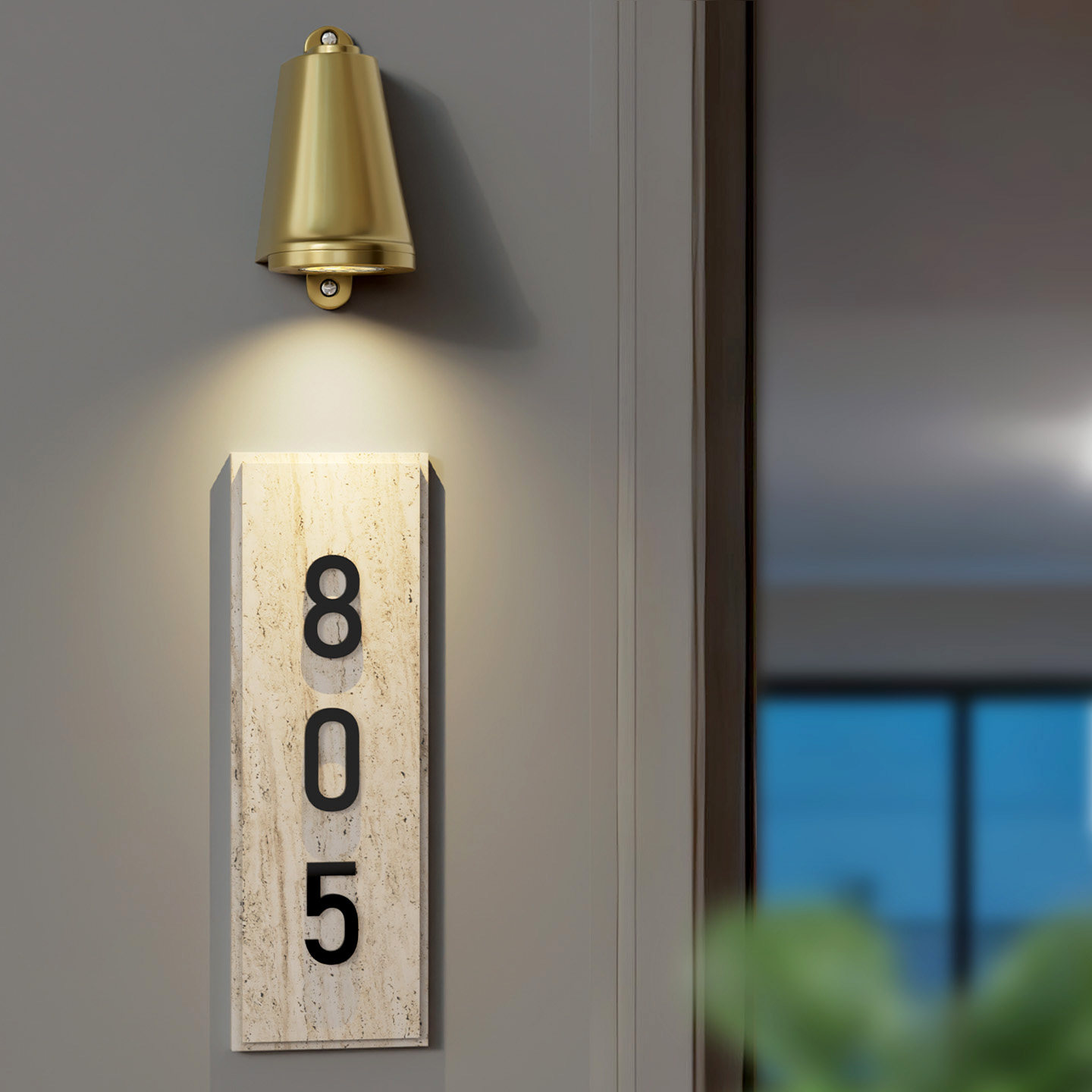 创意门牌石定制别墅入户门口天然大理石发光房号牌家用房间装饰牌