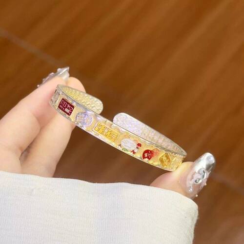 新款手镯滴油吉言招财猫手镯实心开口可调节镯子送女友礼