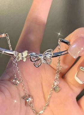 在逃公主流苏蝴蝶手链女2025新款气质轻奢双层开口闺蜜手镯