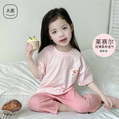 儿童A类短袖七分裤女童家居衣服