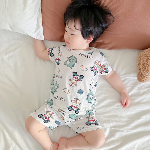 宝宝夏装睡衣夏季男女孩短袖套装