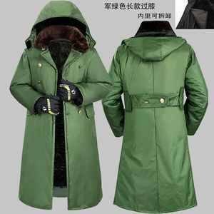 军冬大衣男款冬季加绒加厚东北大衣防寒可拆卸黑色劳保服棉衣棉服