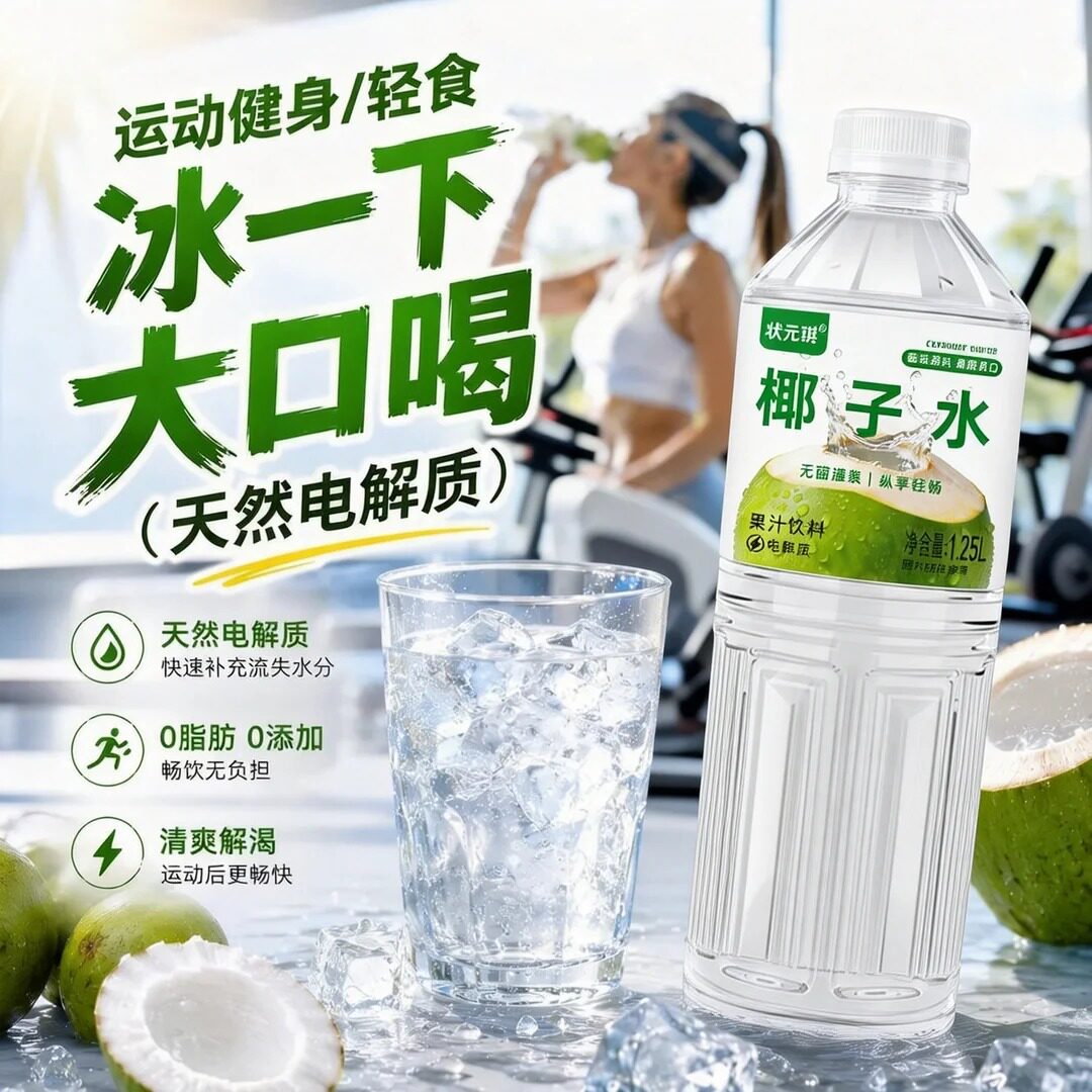 【运动更畅快】正宗椰子水0脂嗲款非纯天然1250ML大瓶装清爽解渴