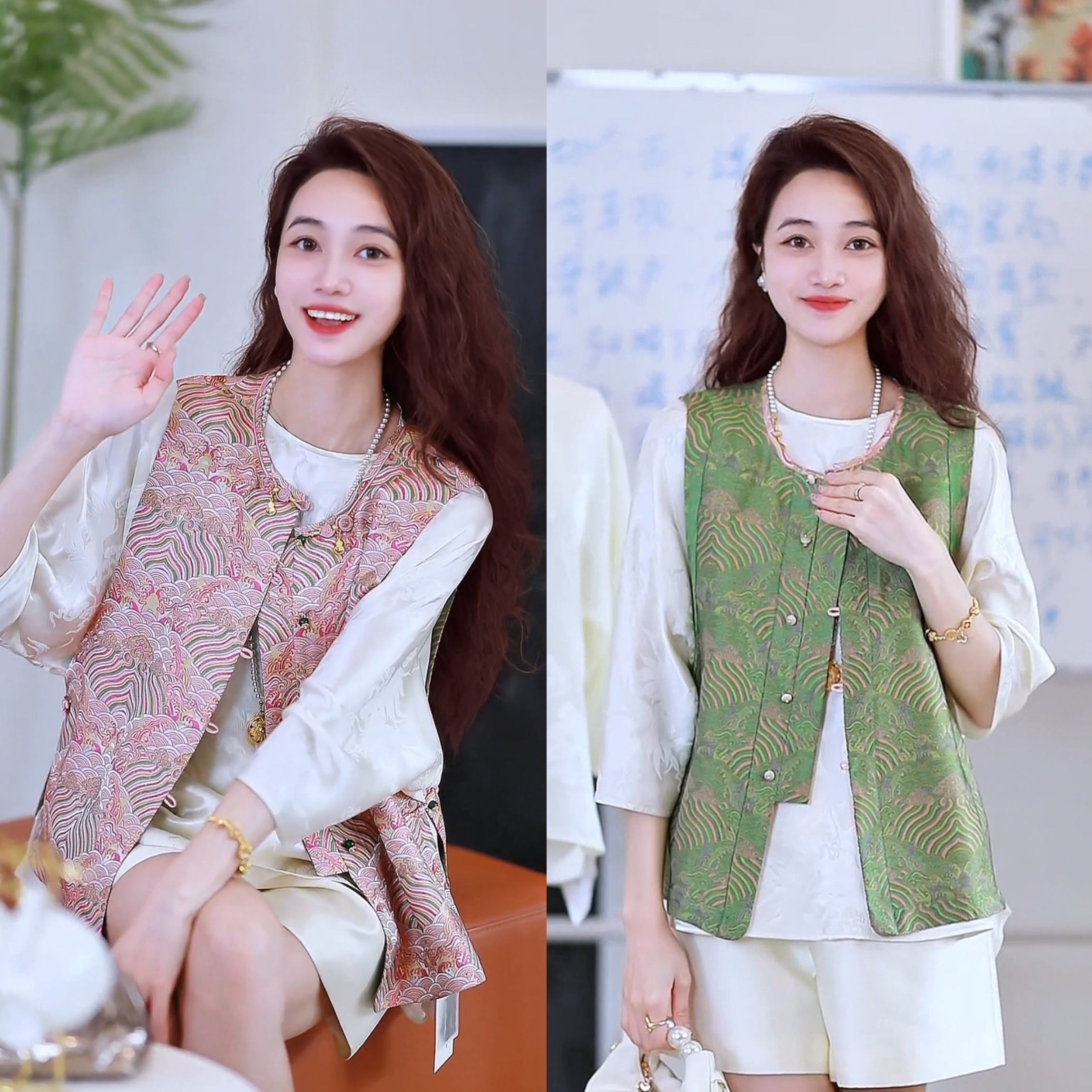 《双面穿》江崖海水纹新中式时尚百搭气质马甲5527