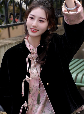 《七七定制》时尚冬季中式气质复古加厚加棉保暖外套7305