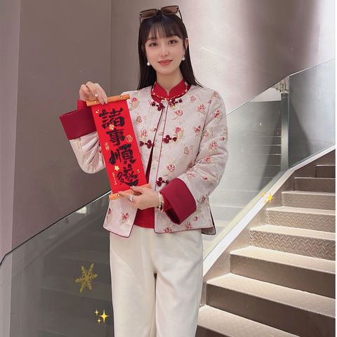 《秀秀定制》《鲤鱼跃龙门》冬季修身气质新中式高级复古外套2836