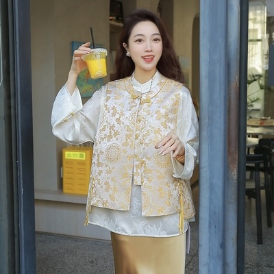 《七七定制》《金盏》新中式时尚百搭气质国风马甲7631