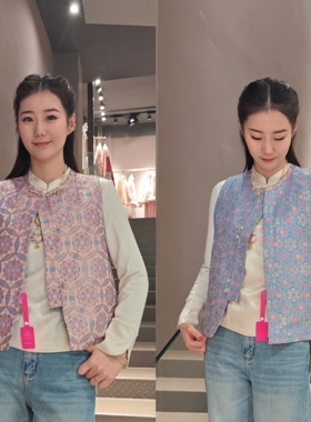 《七七定制》早春款新中式双面穿时尚百搭气质女桑蚕丝马甲7643