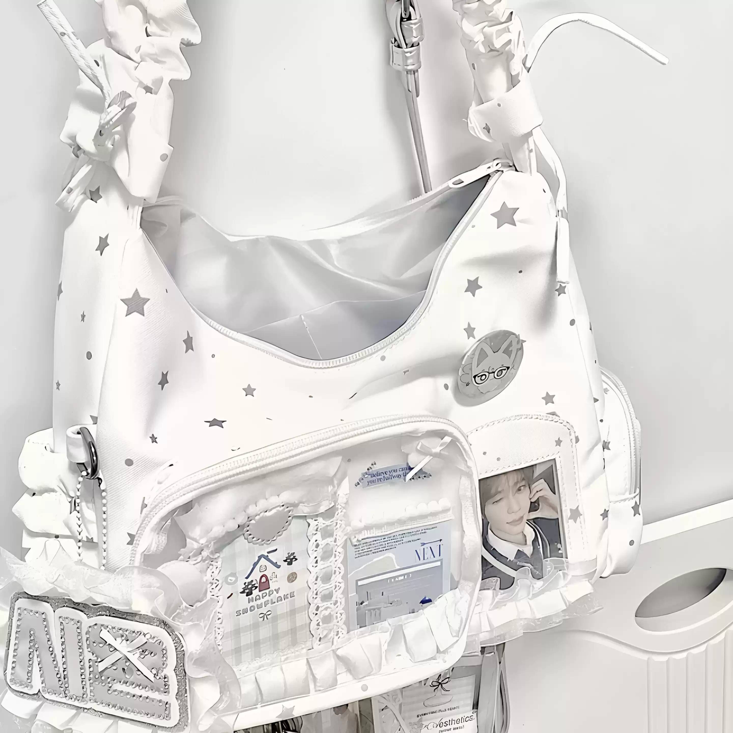 日系星星追星痛包女二次元单肩斜挎包大容量吧唧包书包娃包邮差包