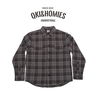 Qki翻领长袖复古衬衫上衣不掉色