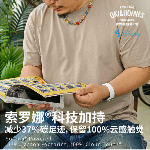 纯色舒适复古百搭圆领短袖T恤Qki
