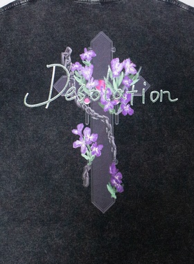 Desolation十字架夏秋季单品小众复古做旧重磅短袖潮牌美式宽松T