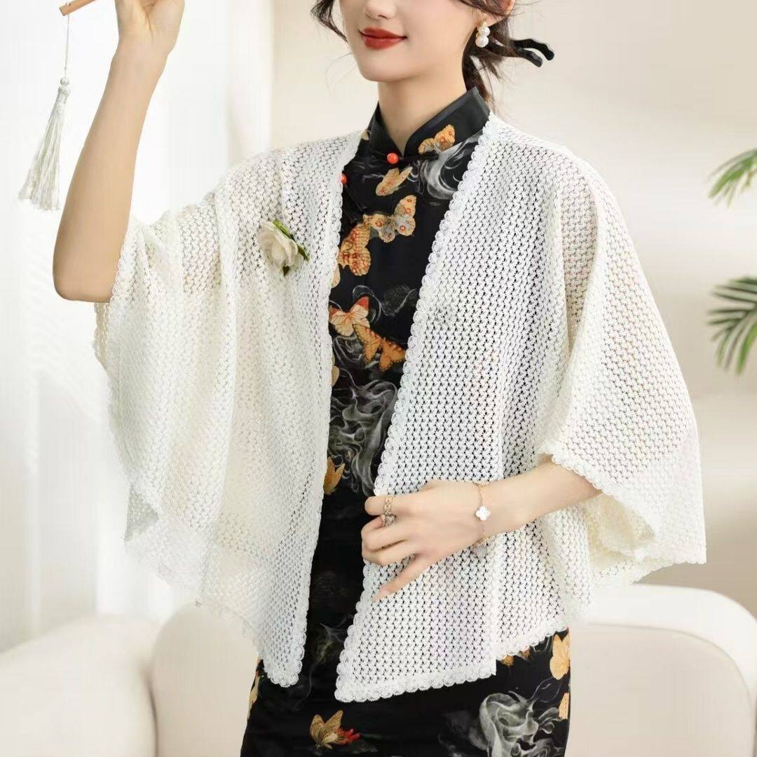披肩女外搭配裙子2026新款外套复古文艺蕾丝镂空开衫马甲上衣百搭