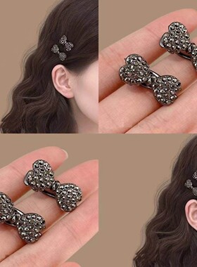 【下单立减30】满钻蝴蝶结发夹女侧边刘海夹头饰迷你鸭嘴夹子_SH