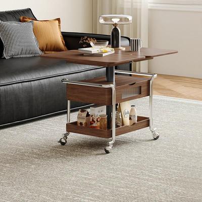 家用阳台小户型中古风小推车客厅可移动折叠带轮茶几角几沙发边几