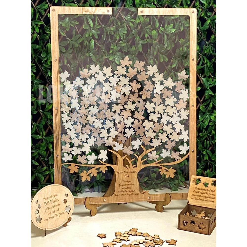 定制签名板册签到框树台本结婚礼庆生日年会指纹相框道具枫叶木片