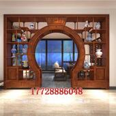 博古架中式 实木月洞门多宝阁弧形圆门月亮门客厅隔断书架仿古家具