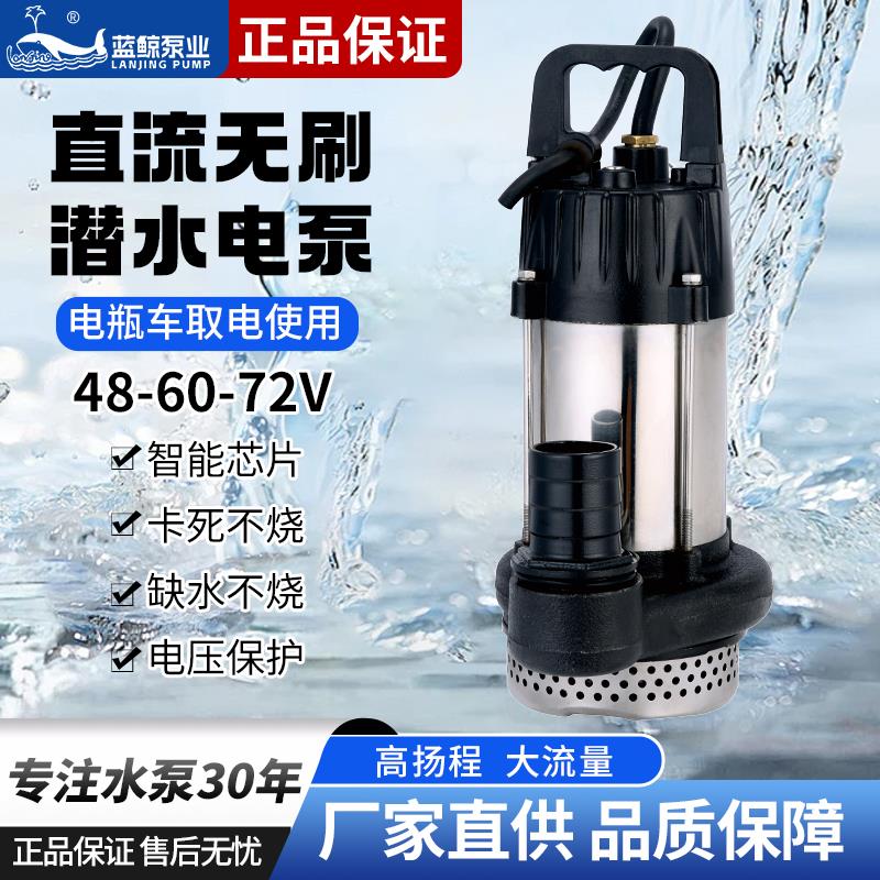 上海蓝鲸无刷直流潜水泵48V60V72V电动车通用农用浇地灌溉抽水泵
