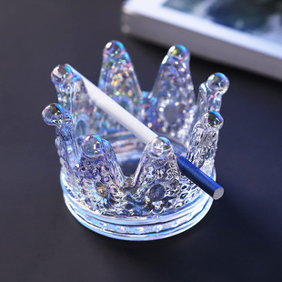 水晶皇冠玻璃烟灰缸浪漫蜡烛台创意桌面首饰架托盘收纳盒装 饰摆件