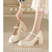 女圆头2024新款 日系辣妹jk制服小皮鞋 高跟鞋 复古玛丽珍鞋 粗跟单鞋