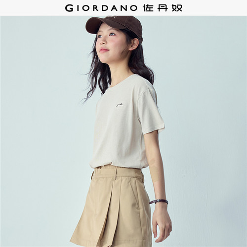 Giordano短袖圆领刺绣T恤