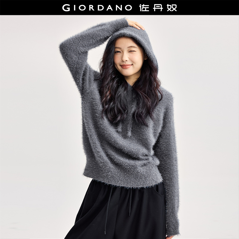 Giordano套头连帽抽绳针织衫