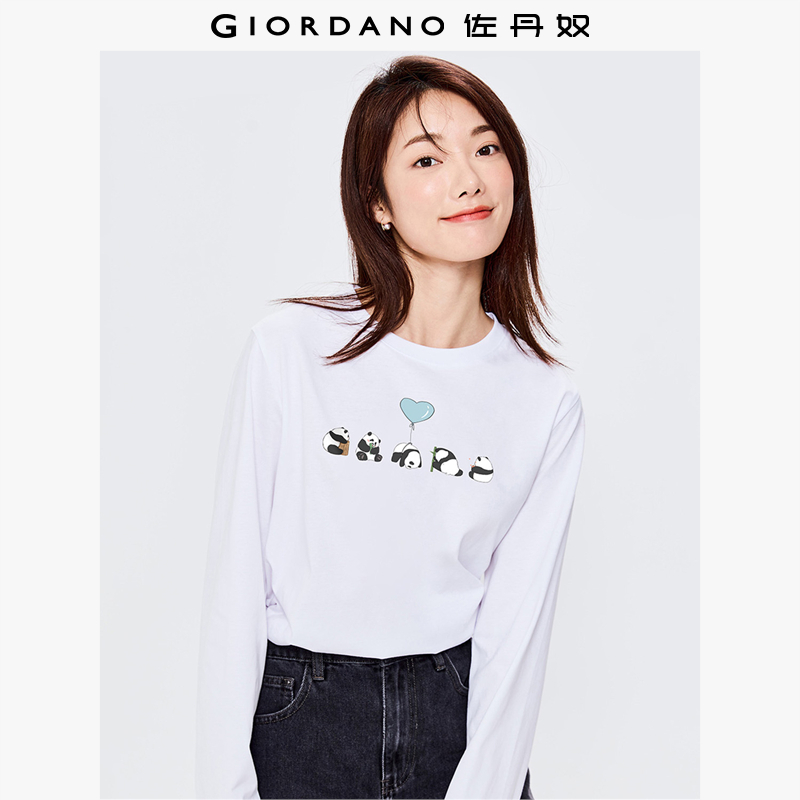 佐丹奴T恤女装纯棉印花圆领长袖T恤 69393262