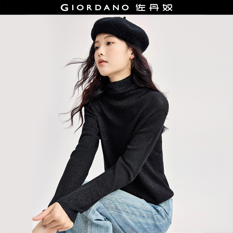 Giordano套头高领金银线针织衫