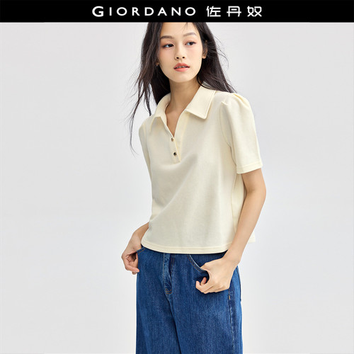 GiordanoV字翻领华夫格POLO