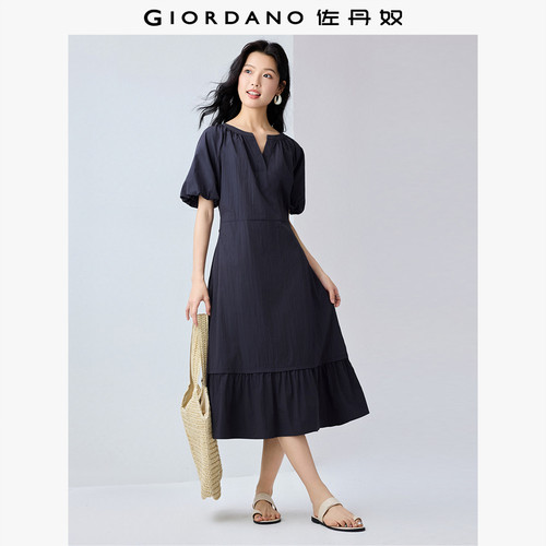 Giordano/佐丹奴荷叶边裙连衣裙