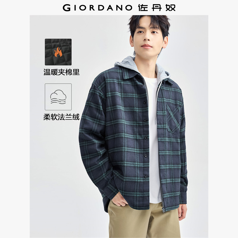 Giordano冬季夹棉棉衣衬衫