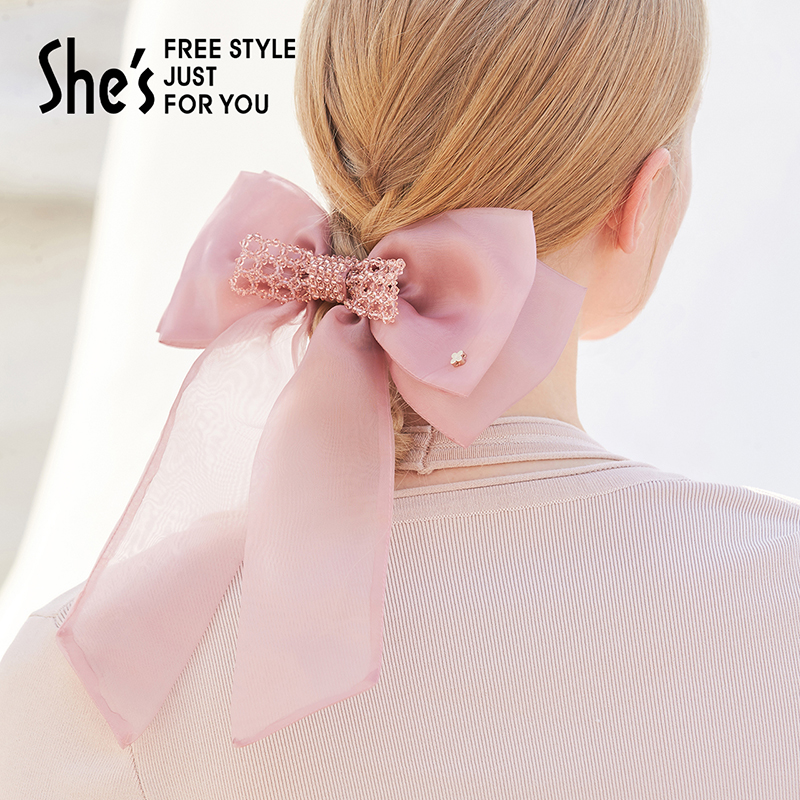 shes茜子浪漫蝴蝶结飘带横夹