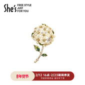 shes茜子奥莱乡间绿野原创清新滴油花簇胸针大号胸花小众别针配饰