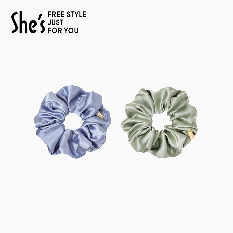 shes茜子奥莱轻简循迹柔软仿真丝缎2件套组合大肠发圈皮筋发绳