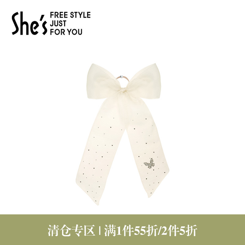 shes轻简浪漫烫钻发带发绳头饰亲肤柔美DIY发饰领巾丝巾飘带