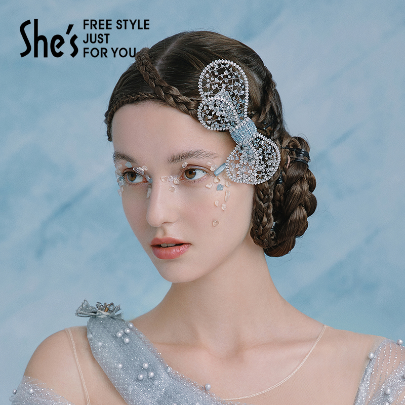 shes蝴蝶结顶夹镂空串珠