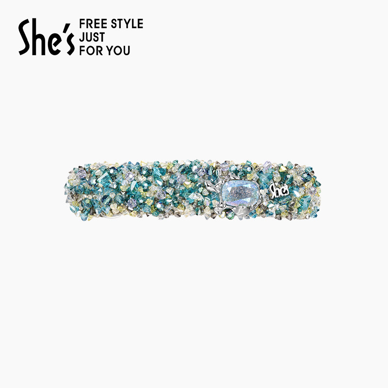 shes茜子奥莱原创无边万象璀璨爆花工艺水晶横夹半发夹高级感发饰,饰品/流行首饰/时尚饰品新,发饰,淘宝优惠券,粉丝福利购,淘宝优惠卷