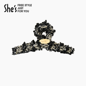 shes茜子奥莱复古小香风毛呢百搭大抓夹轻奢鲨鱼夹发量多竖夹女