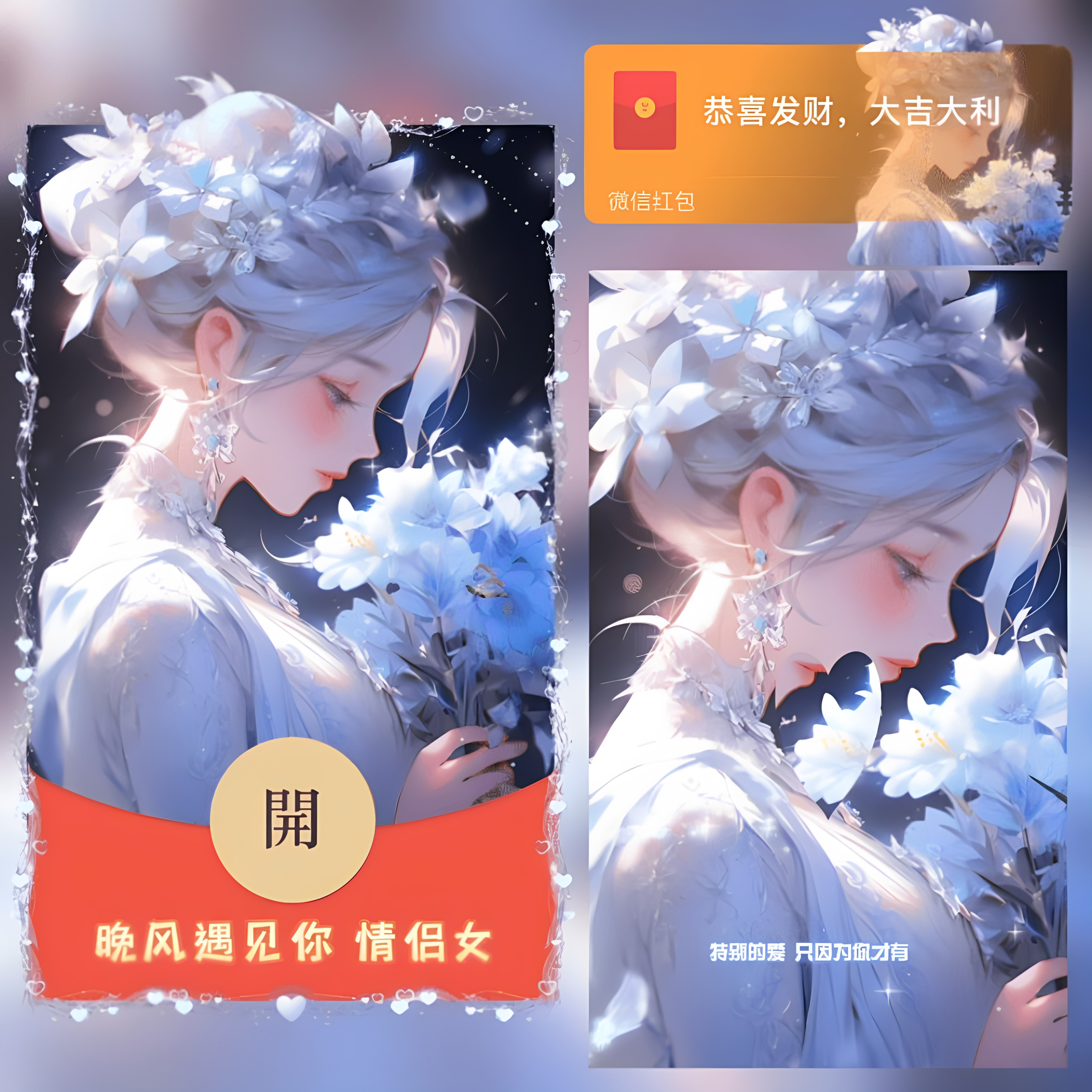 晚风遇见你微信红包封面序列号2026新款情侣动态vx红包皮肤非永久