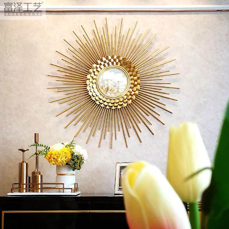 European style Iron art Wall clock sunlight Light extravagance Wall decoration decorate Pendant Wall hangings a living room Background wall mirror Entrance Wall hangingin the Home accessories , Mural  category - from Buy2taobao.com to provide professional Taobao agent buy service