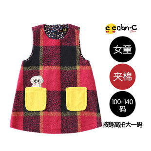 新款 潮牌冬季 女童圣诞新年可爱毛呢保暖背心连衣裙 c韩版 clan