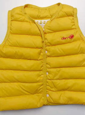clan-c韩国潮牌男女儿童轻薄纯色保暖鹅绒马甲背心