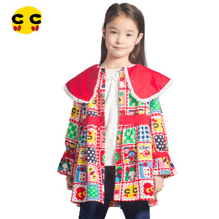 儿童时尚 clanc韩版 潮牌春季 新款 洋气印花休闲上衣女童风衣外套